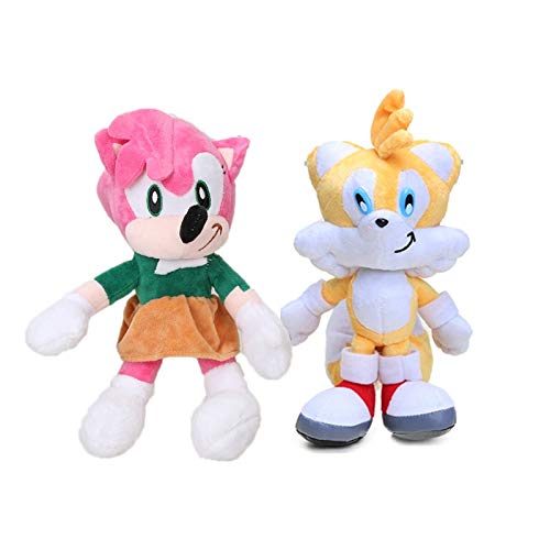 MIAOGOU Sonic Conjunto De 2 Piezas 20 Cm Sonic Toys Super Sonic The Hedgehog Peluche Sonic Shadow Knuckles Tails Cute Soft Stuffed Dolls Llavero