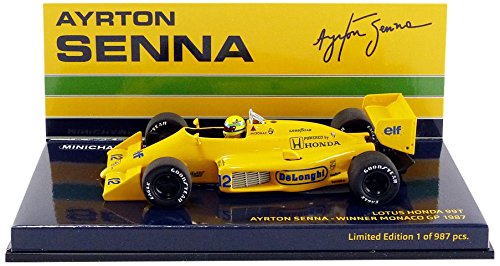 Minichamps 540874392 - Miniatura de Coche de Lotus Honda 99T Winner Monaco 1987 (Escala 1/43, 540874392) Color Amarillo
