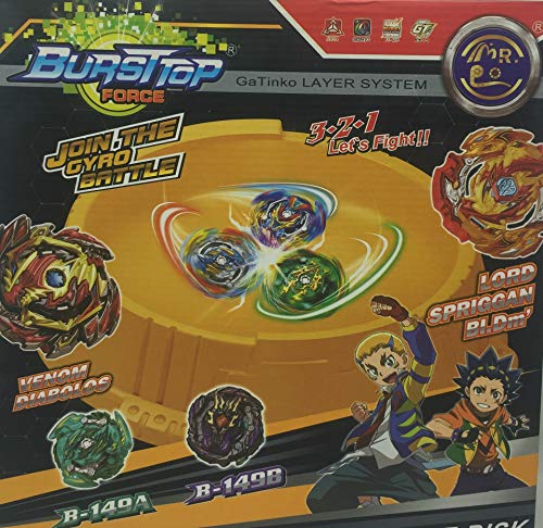 ML Juego de 8 peonzas de Batalla, 2 lanzadores, 4 Espadas Estilo Beyblade 1 Estadio de Regalo Arena, Juego para niños