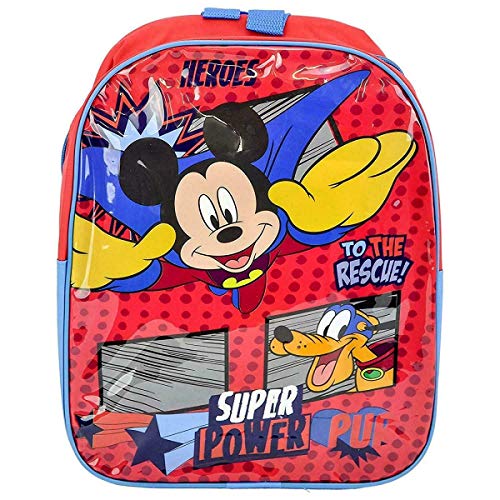 Mochila de arco grande de Mickey Mouse (para el rescate), tamaño aproximado de 42 x 30 x 12 cm.