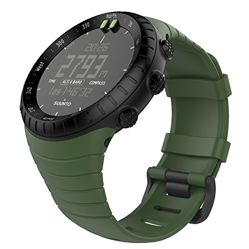 MoKo Banda de Reloj para Suunto Core, Clásico Reemplazo Suave Puño/Pulsera con Cierre de Metal para Suunto Core Smart Watch, se Ajusta a la Muñeca de 5.51 "-9.06" (140mm-230mm), Verde del Ejército