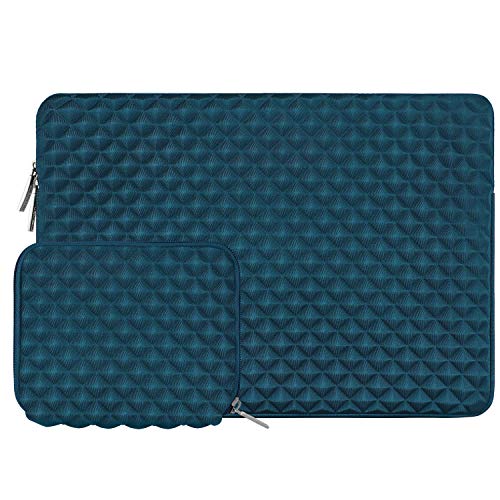 MOSISO Funda Blanda Compatible con 13-13.3 Pulgadas MacBook Air/MacBook Pro/Ordenador Portátil,Estilo Diamante Agua Repelente Bolsa con Pequeño Caso,Trullo Profundo