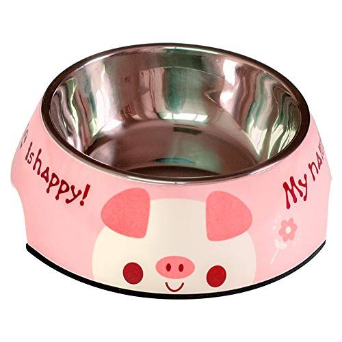 MYYXGS Cat Bowl Perro Grande tazón Lindo Color de Dibujos Animados de Acero Inoxidable Solo tazón Antideslizante de Acero Inoxidable Cat Bowl Pintura Cubo Mascota 17.5 * 6.5 cm