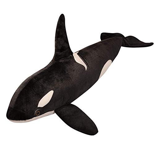 N / A Nuevos Juguetes de Peluche de Ballena Negra Orca Realista, muñeca de Tela de pez Grande, tiburón, Animales Marinos de Peluche, Regalo de cumpleaños para niños, 130cm