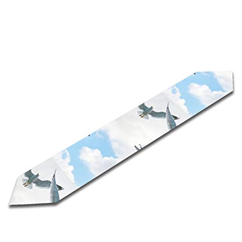 N/C Gaviotas Bird Fly Loves Nature Clouds Camino de mesa, manteles suaves para picnic, manteles de mesa de picnic, mantas de fiesta de recuerdo de 33 x 90 pulgadas personalizadas