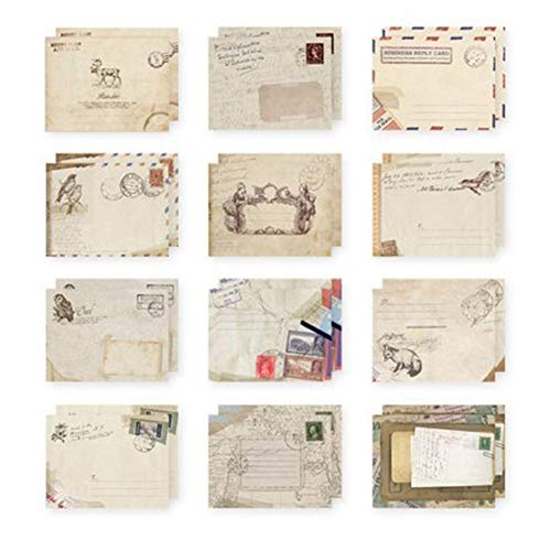 Ndier 12 sobres para tarjetas de felicitación de estilo retro bonito y especial para Navidad, bodas, fiestas de cumpleaños (12 diseños diferentes) papelería y productos para oficina