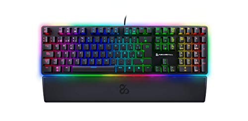 Newskill Suiko Switch Blue - Teclado Mecánico Gaming con Reposamuñecas Incluido (Teclas con Grabación Macro, 20 Modos de Iluminación RGB) - Color Negro