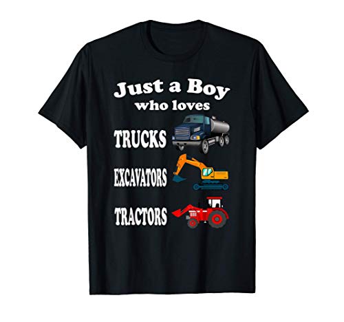 Niños Tractor Excavadora Volquete Vehiculos de Construccion Camiseta