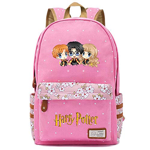 NYLY Mochila Avatar de Harry Potter,Joven Estudiante Bolsa para la Escuela, niña Flores Backpack Bolsa para portátil Unisexo (Estilo A) L Rosa