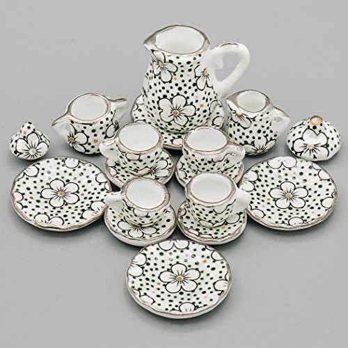 Odoria 1/12 Miniatura 15PZ Conjunto de Tazas de Té Porcelana Cocina Accesorio para Casa de Muñecas