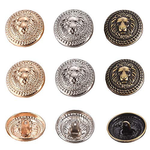 OLYCRAFT 30pcs Conjunto de Botones de Metal para Chaqueta Lion Crest Vintage Botones de Mango de 25 mm 3 Colores para Blazer, Trajes, Abrigo, Uniforme Y Chaqueta - Dorado, Plata, Bronce Antiguo