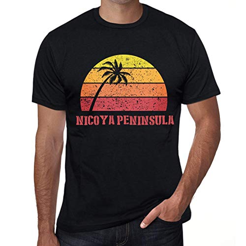 One in the City Hombre Camiseta Vintage T-Shirt Gráfico NICOYA Peninsula Sunset Negro Profundo