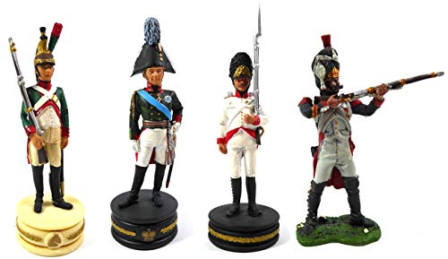 OPO 10 - Lote de 4 Figuras Soldados 1/32 60mm 1er Imperio Guardia Imperial Napoleon Tsar Alexandre del Prado (LS5)