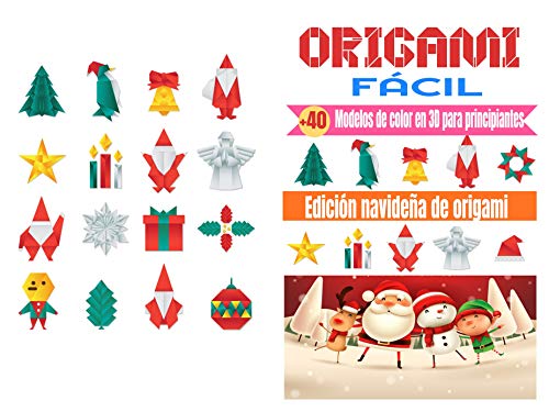 ORIGAMI Fácil | +40 Modelos en 3D para principiantes | Edición de Navidad: Cuaderno en color | origami para niños | origami paper geometric | ideal para un regalo