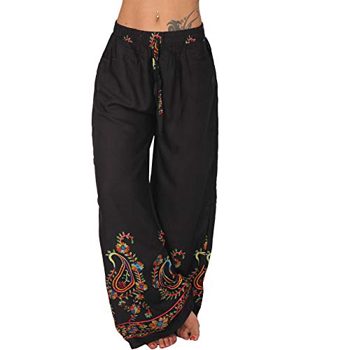 Pantalones ligeros de verano para la playa, hippy Harem Aladin Ali Baba bombeo con flores 103-1 rojo 38-40