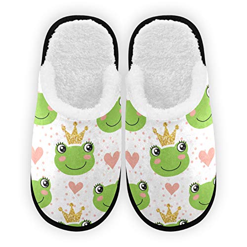 Pantuflas para hombre y mujer, lindas ranas con forro de felpa, cómodas, cálidas, de forro polar coral, para dormitorio, para interiores y exteriores, spa