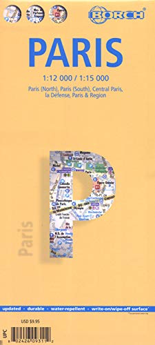 París, plano callejero plastificado. Escala 1:12.000/1:15.000. Borch.: 1:12 000 / 1:15 000. Einzelkarten: Paris Nord 1:15 000, Paris Sud 1:15 000, ... Public Transport Paris, France administrative