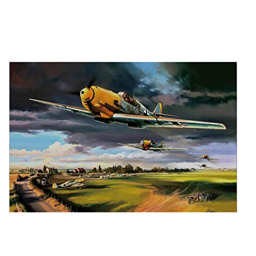 PDFKE Messerschmitt BF 109e Cartel de Tela de Aeropuerto Simple Militar Sala de Estar decoración de la Pared del hogar-50x70 cm sin Marco 1 Uds