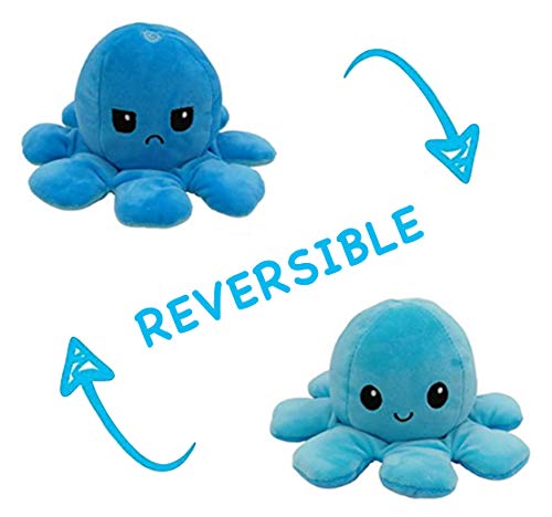 Peluche de Pulpo Reversible-Bonitos Juguetes de Peluche, muñeco de peluche juguetes creativos el Pulpo Reversible Original de Felpa Regalos de Juguete para niños(Azul oscuro+Azul claro)