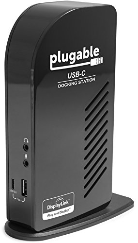 Plugable Dock de Triple Pantalla USB-C con Soporte de Carga Entrega de energía para Sistemas específicos de Windows USB Tipo C y Thunderbolt 3 (2X Salidas HDMI y 1x DVI, 5X Puertos USB, 60W USB PD)