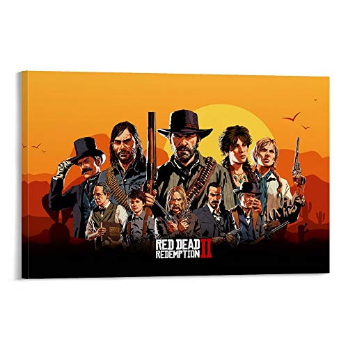 Póster de Game Poster-Red Dead Redemption 2 Póster decorativo de pared, lienzo para sala de estar, dormitorio, 50 x 75 cm