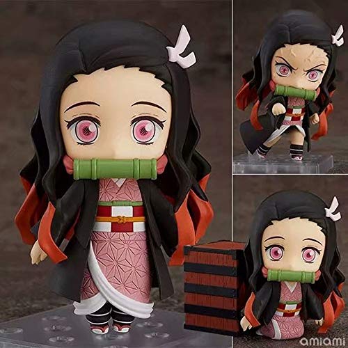 QTRT Carácter Demon Slayer Kamado Nezuko Q versión Toy intercambiable Cara de PVC juego de dibujos animados animado regalos Modelo estatua figura de juguete coleccionables Decoraciones favorita Por fa