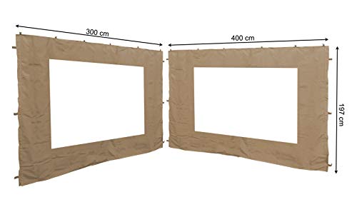 QUICK STAR 2 Paneles Laterales con Ventana PE 300 / 400x195cm Beige para Gazebo 3x4m