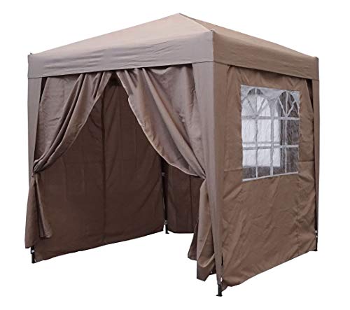 QUICK STAR Jardín Gazebo Plegable Pop-Up 2 x 2 m Beige con 4 Paredes Laterales de Velcro fácil con 2 Cremalleras