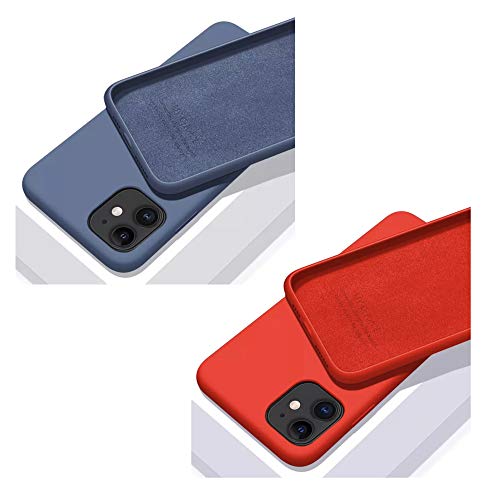 QWQ Juego de 2 fundas protectoras rojas y azules marinos para iPhone 12 / iPhone 12 PRO de silicona funda cómoda para iPhone