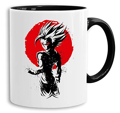 Red Sun Gohan - vaso cafetera regalo Mug Son Ruffy Luffy Zoro Saitama One Dragon Master Goku Ball Vegeta Roshi Piece Db, Farbe2:Blanco