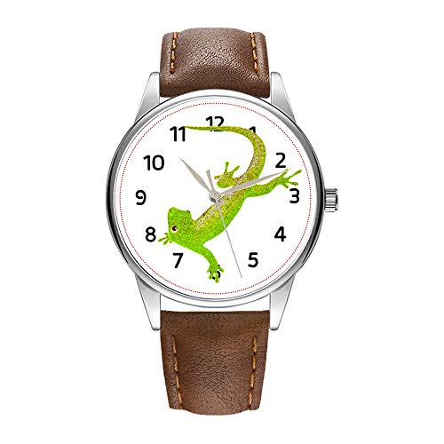 Reloj de Hombre marrón Cortex de Cuarzo Reloj para Hombres Famoso Reloj de Pulsera de Cuarzo para Negocios Regalo Baby Lizard Cartoon Watch