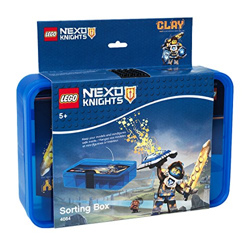 Room Copenhagen 4084 Caja de Almacenamiento, Contenedor con Compartimentos, Azul translúcido, Lego Nexo Knights, Bright Blue, 17.8 x 26.7 x 6.6 cm