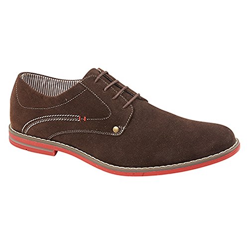 Route 21 Zed 4 Eye Gibson - Zapatos de tacón de ante sintético para hombre, color marrón