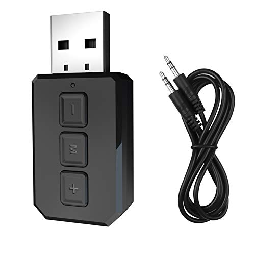 Rpanle Adaptador Bluetooth USB 5.0, Receptor/Transmisor Bluetooth USB con 3.5mm Cable de Audio, Plug and Play, para PC/TV/Auriculares/Altavoces/Radio