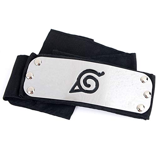 ruggito Anime japonés Naruto Leaf Village Logo diadema frente protector Shinobi Shippuden Ninja Cosplay accesorios(Black - 2)