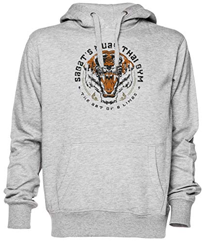 Sagat's Muay Thai Gym Gris Jersey Sudadera con Capucha Unisexo Hombre Mujer Tamaño XS Grey Unisex Hoodie Size XS