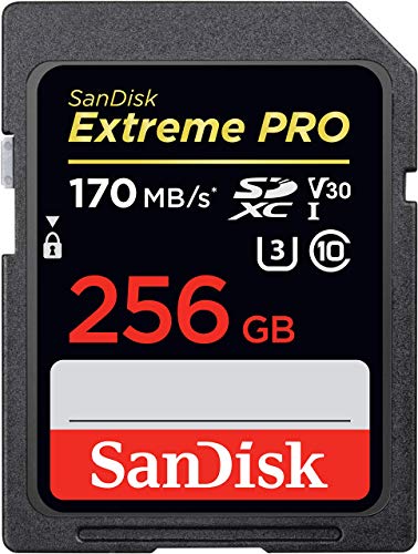 SanDisk Extreme PRO - Tarjeta de memoria SDXC de 256 GB, hasta 170 MB/s, Class 10, U3 y V30