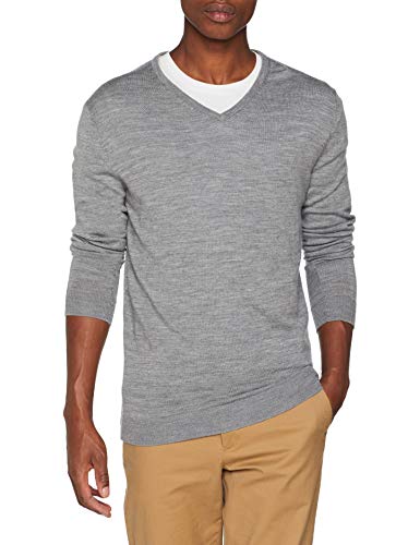 SELECTED HOMME Slhtower Merino V-Neck B Noos suéter, Marrón (Titanium Titanium), Small para Hombre