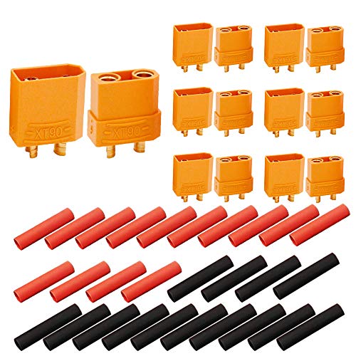 Senven 14 piezas (7 pares) adaptadores XT90 macho y hembra, conectores de enchufe circular XT90 macho y hembra, conectores de alta corriente para adaptadores de batería RC Lipo.