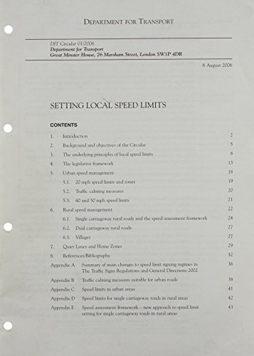 Setting local speed limits: DFT Circular01/2006