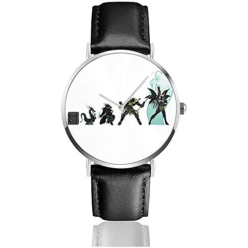 Shiryu Dragon Evolution Saint Seiya Knights of The Zodiac Relojes Reloj de Cuero de Cuarzo con Correa de Cuero Negro