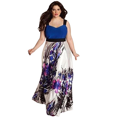 SHOBDW Vestidos de Cóctel para Mujeres Elegante Maxi Largo Vestidos de Tallas Grandes Altura de la Cintura de Sin Mangas de Verano para Eventos Vestido de Fiesta (5XL, Azul)