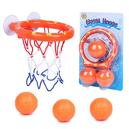 SIMUER Canasta Baloncesto Infantil Bañera,Juguetes de Baño,Ganasta de Baloncesto Pequeña de Plástico,Divertido Juego de Baloncesto para Niños y Niñas Pequeños con 3 Pelotas