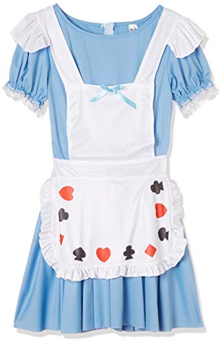 Smiffys-39474M Alice in Wonderland Disfraz de Nina baraja de Cartas, con Vestido, Color Azul, M-EU Tamaño 40-42 (Smiffy'S 39474M)