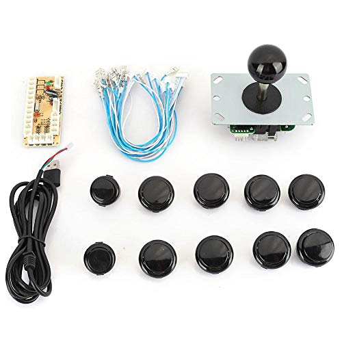 Socobeta Kit de Piezas de Armario de Arcade DIY, Juego de Joystick de Arcade, Kit de Piezas de Bricolaje, codificador USB de retardo Cero, botón de Joystick para Juego Mame(Negro)