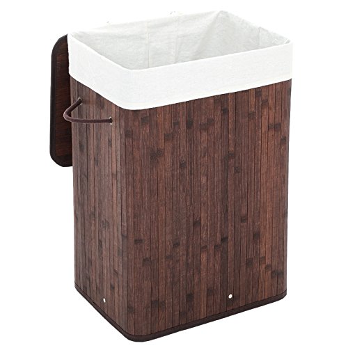 SONGMICS Cesto para Ropa Sucia, Cesto para la Colada, Cubo para Ropa, Rectangular, Capacidad de 72 L, 40 x 30 x 60 cm, Marrón Oscuro LCB10Z