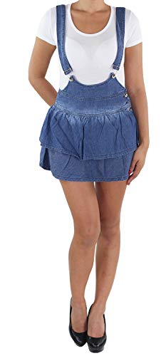 Sotala Vaqueros de Mujer Falda Peto Mini Falda Vaqueros con Tirantes Falda Vaquera Minifalda Tirantes Stretch Vestido de Jeans Mini Vestido Jeansmini Denim Vestido Babero Vestido Verano - A, 42