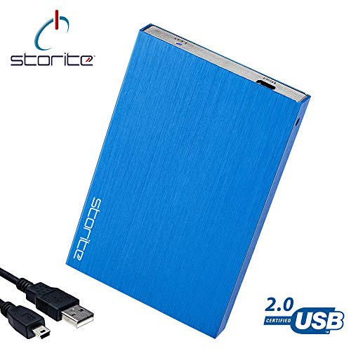 Storite Externo portátil Hard Drive HDD, 2.5 Pulgadas 2.0 USB Slim Disco Duro para Almacenamiento/Copia de Seguridad para computadora, portátil, PC, PS4, PS3, Xbox, Mac, CHROMEBOOK Azul 500 GB