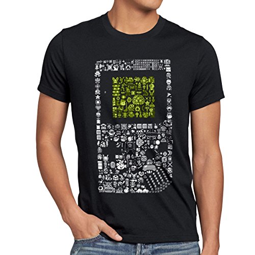 style3 8-bit Game Camiseta para Hombre T-Shirt Pixel Boy, Talla:S, Color:Negro