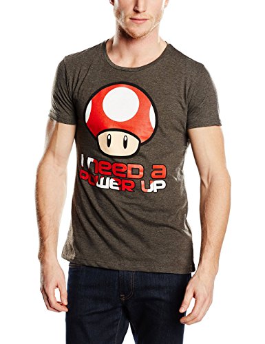 Super Mario Bros - T-Shirt Super Mario: I Need A Power Up Grey Men (S) [Importación Francesa]
